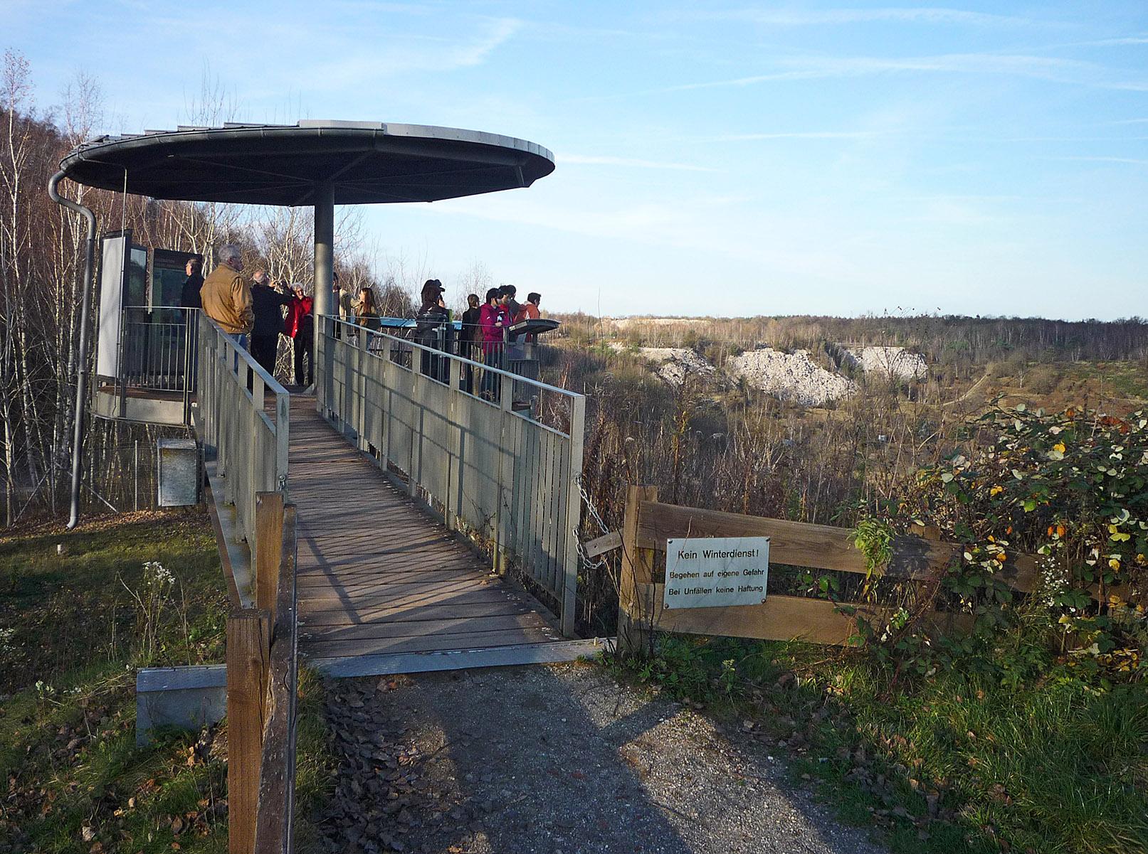 The visitor viewing platform looking out over the Messel Pit World Heritage site near Darmstadt.