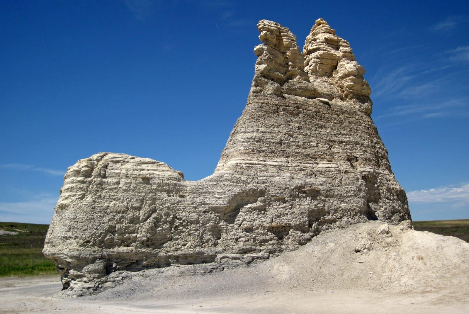 Chalk pillars of the Smoky Hill Chalk Member at Castle Rock in Gove County, western Kansas.
