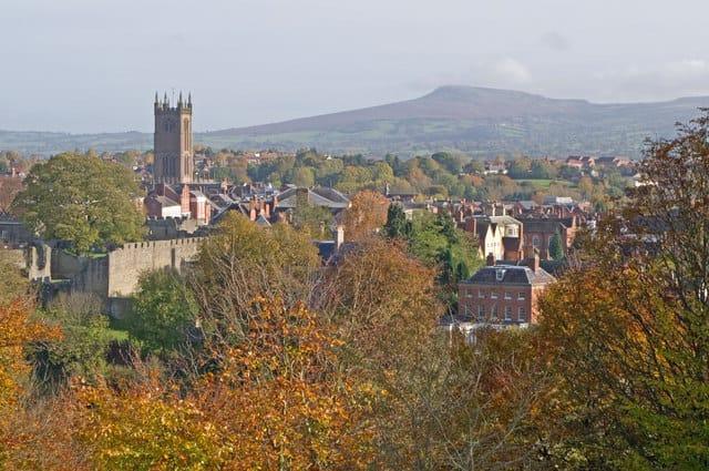 View of Ludlow from Whitcliffe, the Silurian type-section area in the Welsh Borderland.