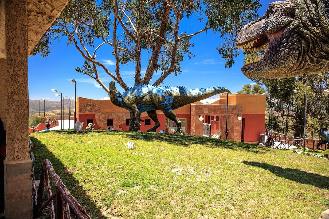 The dinosaur footprint park outside Sucre, with the quarry face behind