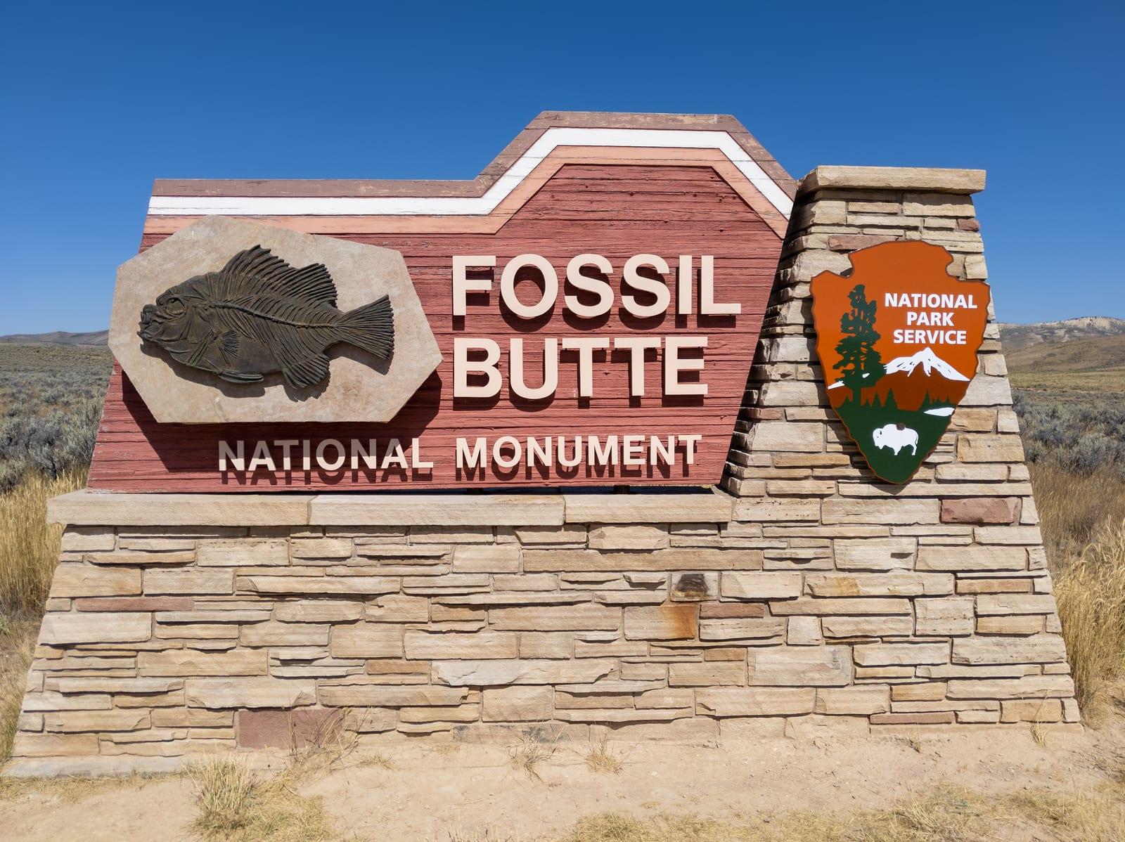 The layered slopes of Fossil Butte National Monument in southwestern Wyoming.