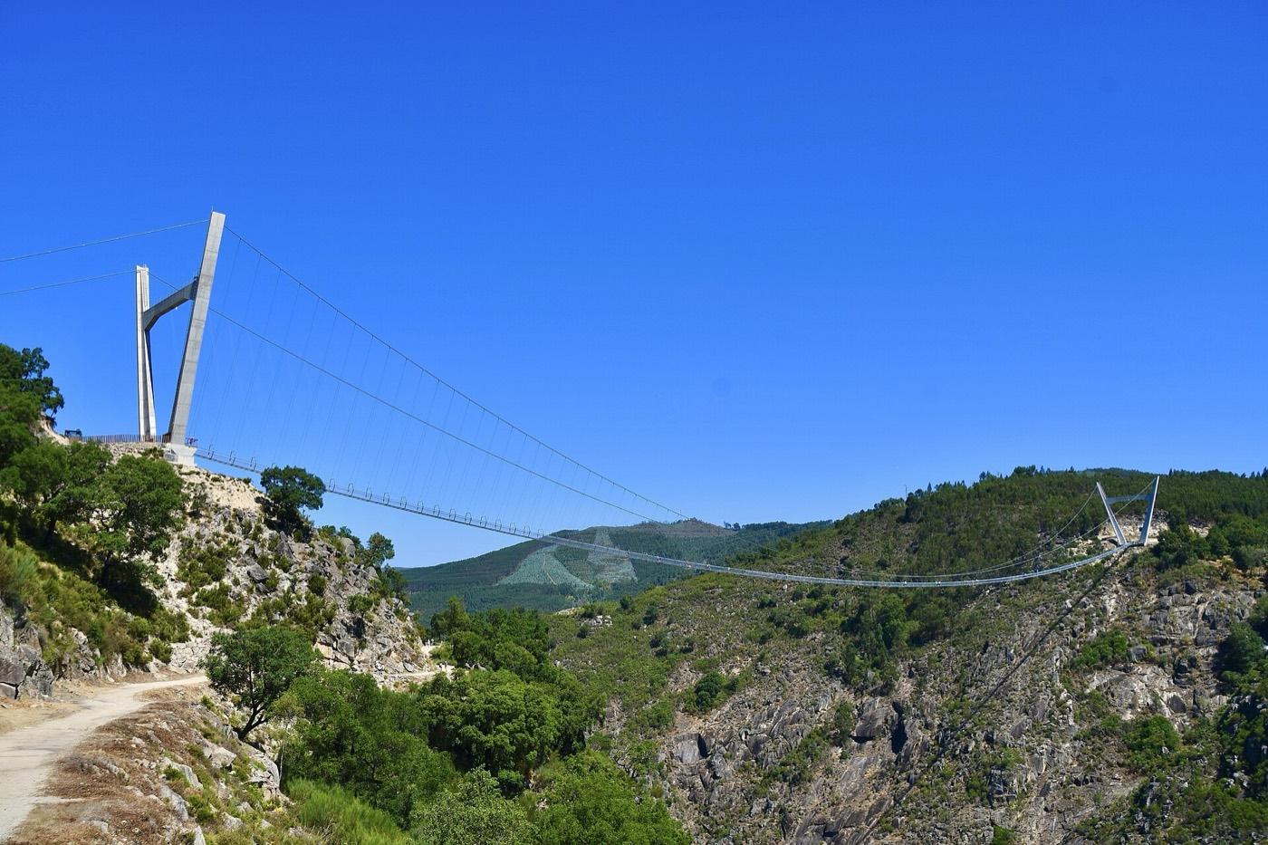 The 516 Arouca suspension footbridge spanning the Paiva gorge near the quarry