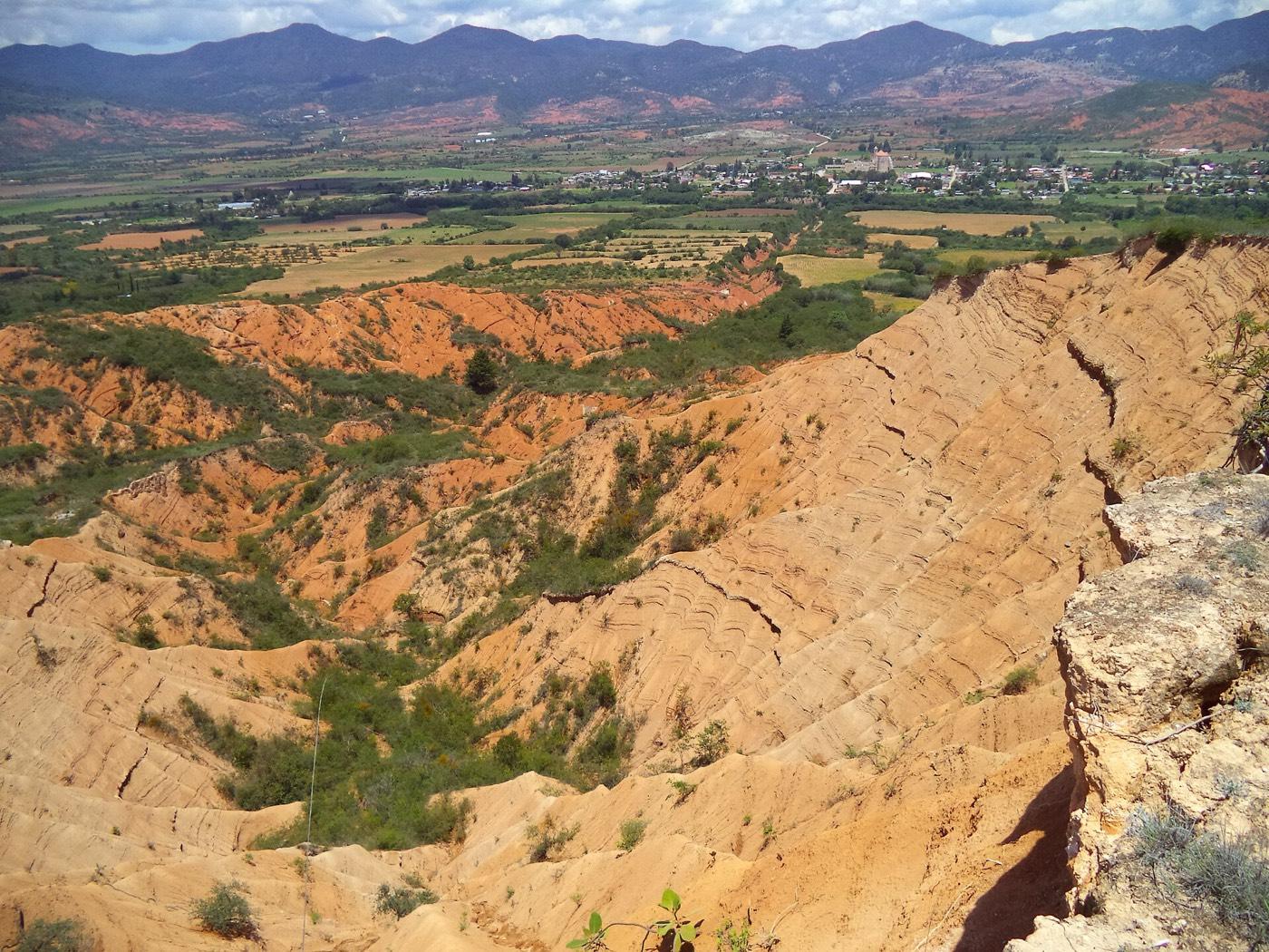 The eroded badland landscape of the Mixteca Alta above the Yanhuitlan valley
