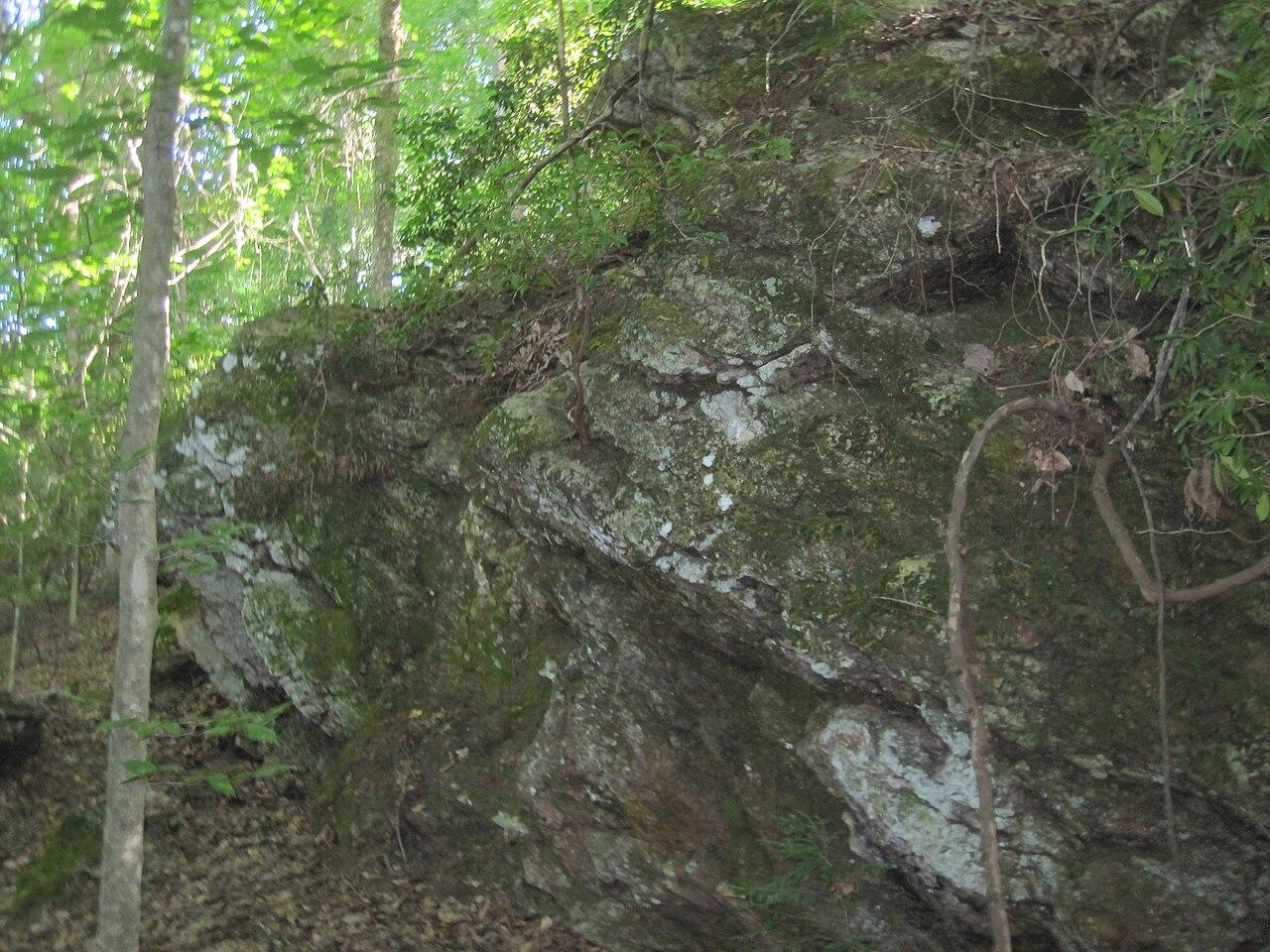 Rocky Cliff face at Occoneechee Mountain State Natural Area in Hillsborough, North Carolina