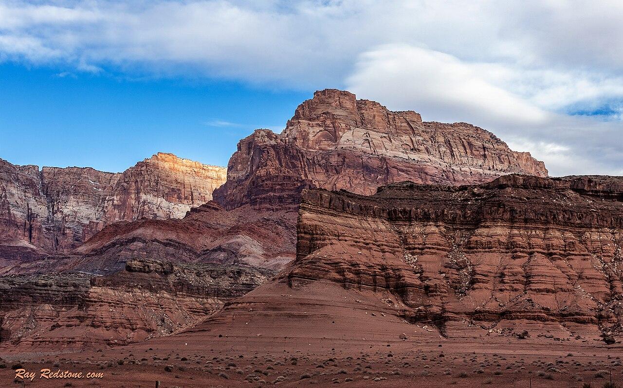 Close up view of the rugged and vibrant colored Vermilion cliffs in Northern Arizona