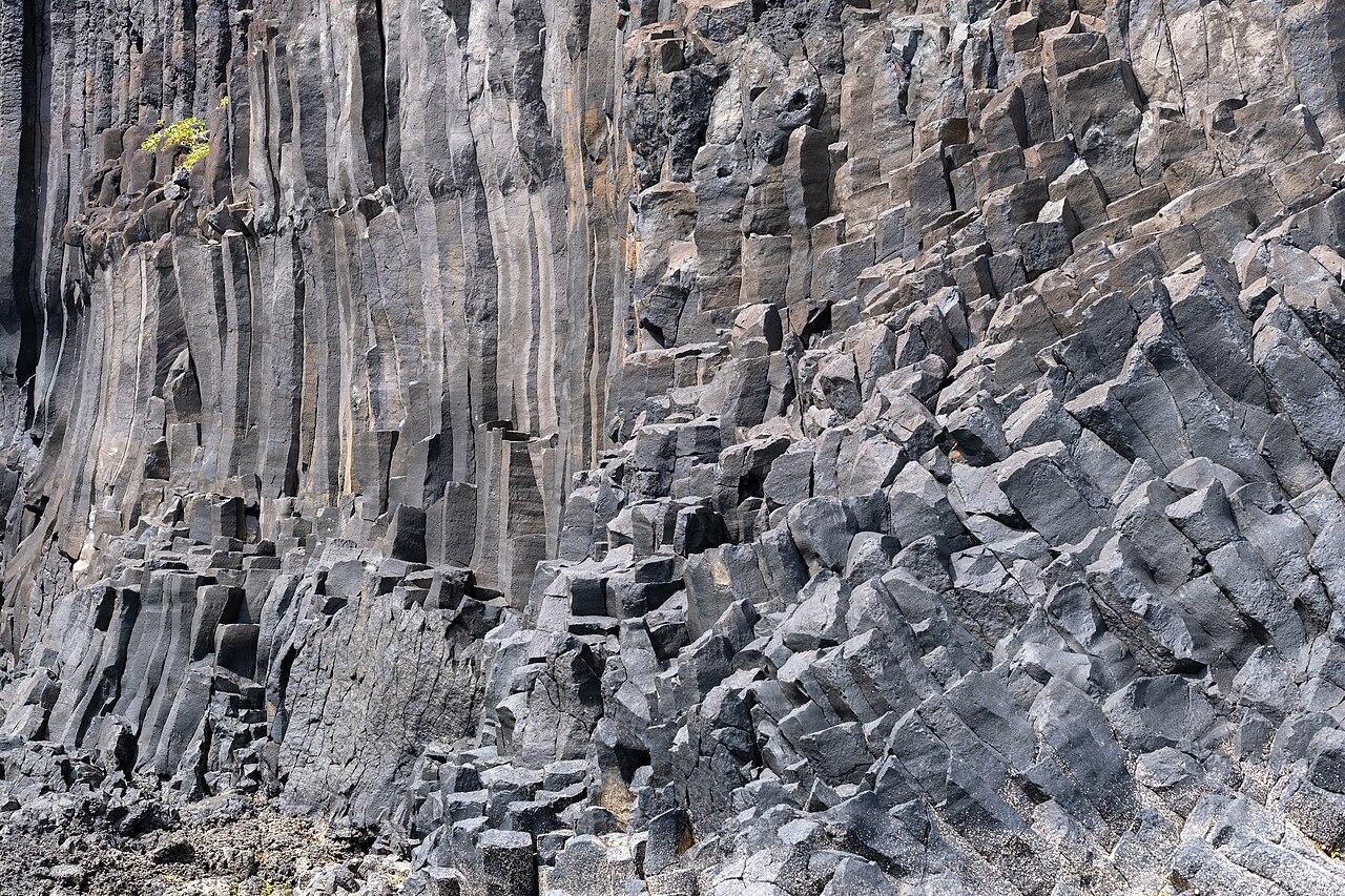 Columnar basalt formation on the southern cliffs of Santa Maria, Azores, Portugal