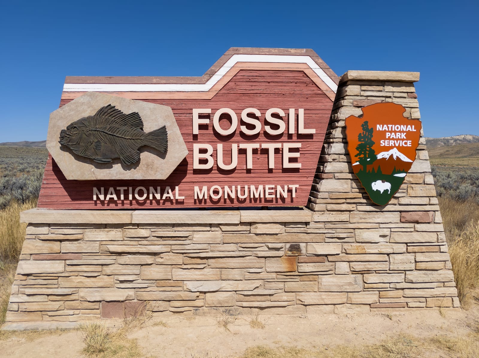 The layered slopes of Fossil Butte National Monument in southwestern Wyoming.